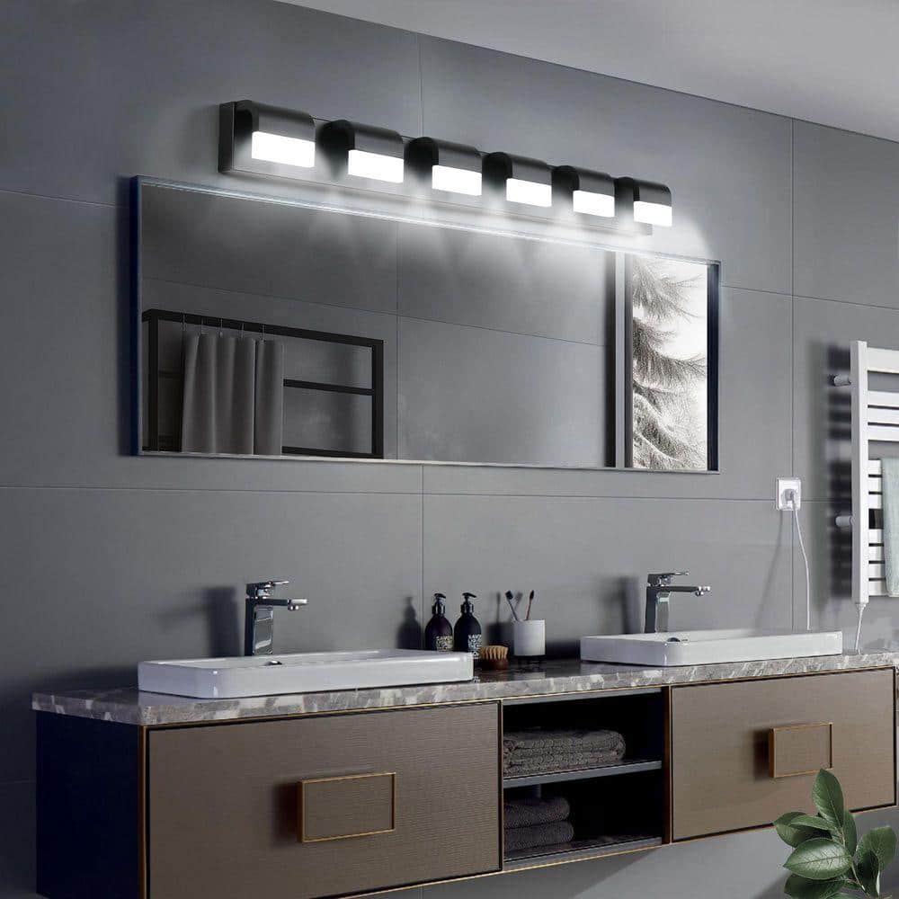 Contemporary 47 in. 6-Light Matte Black LED Vanity Light Bar with Dimmable Function for Bathroom Over Mirror price history on PriceWatchPro