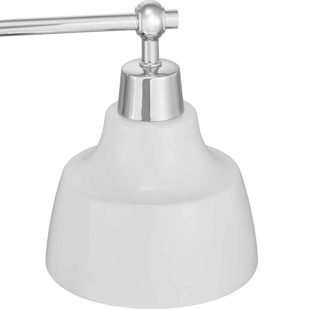 Bramlett Polished Chrome 4-Light Bath Vanity with White Shades