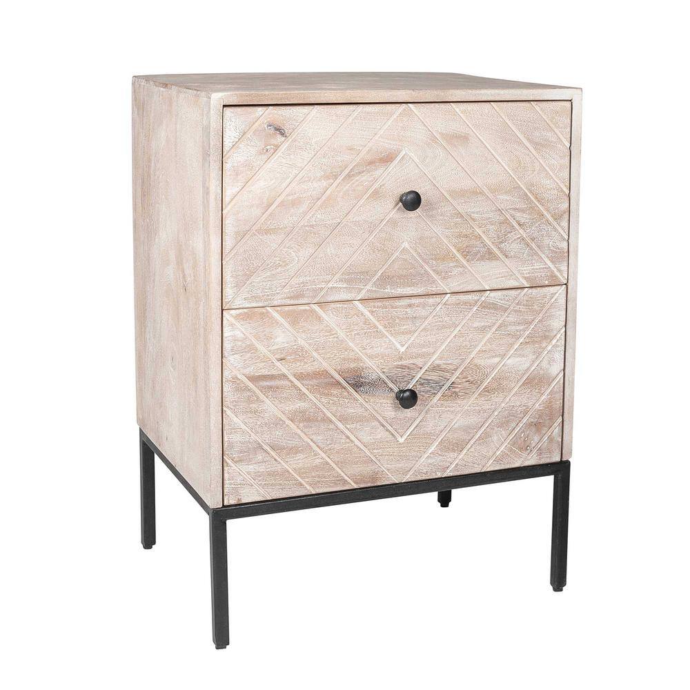 East At Main Two Drawer Whitewash Mango Wood Nightstand (22x16x29.5) DR ...