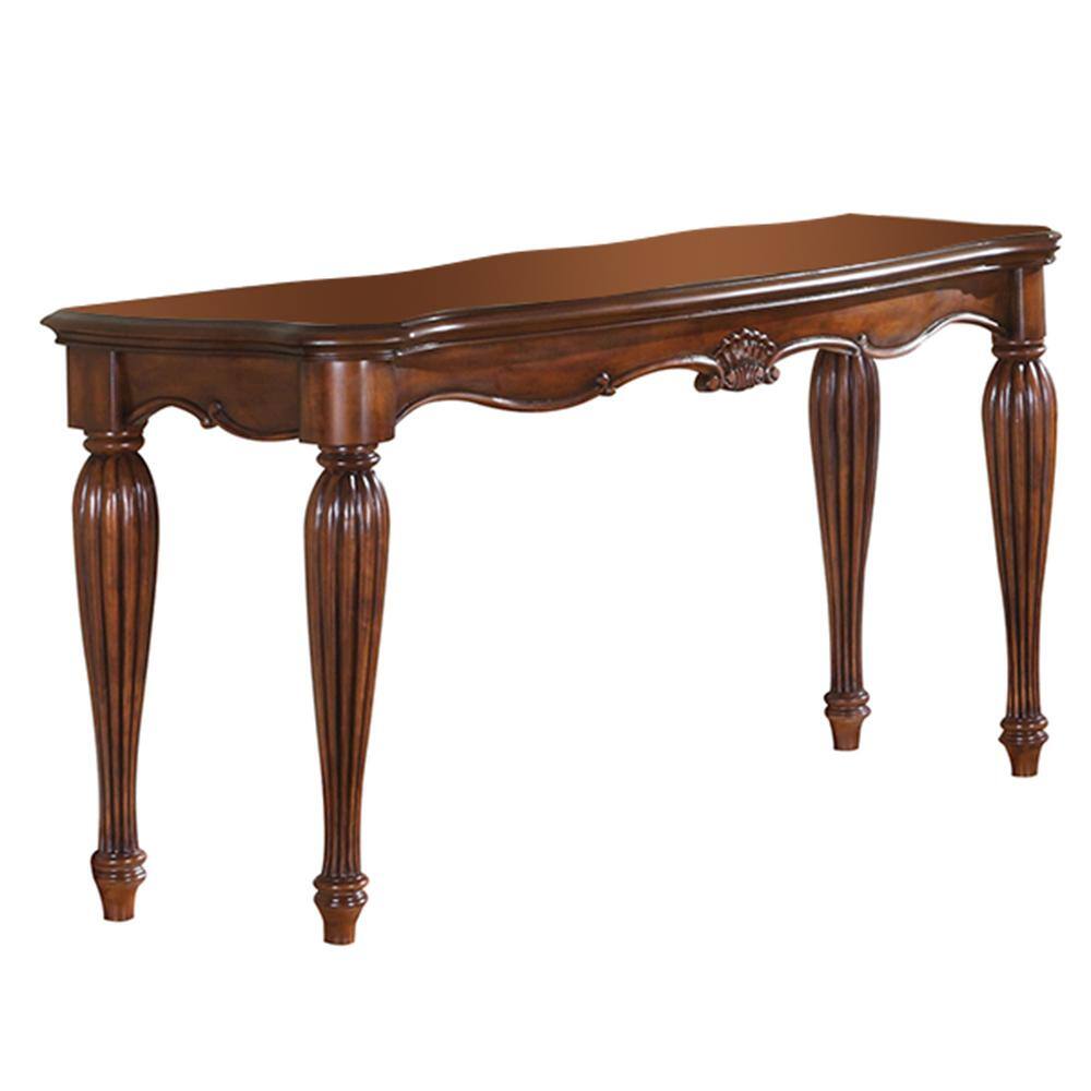 Elegant Carved Cherry Wood Sofa Table - Traditional Elegance