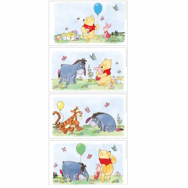 RoomMates 5 in. x 11.5 in. Winnie the Pooh Poster Peel and Stick Wall Decals (4-Piece)