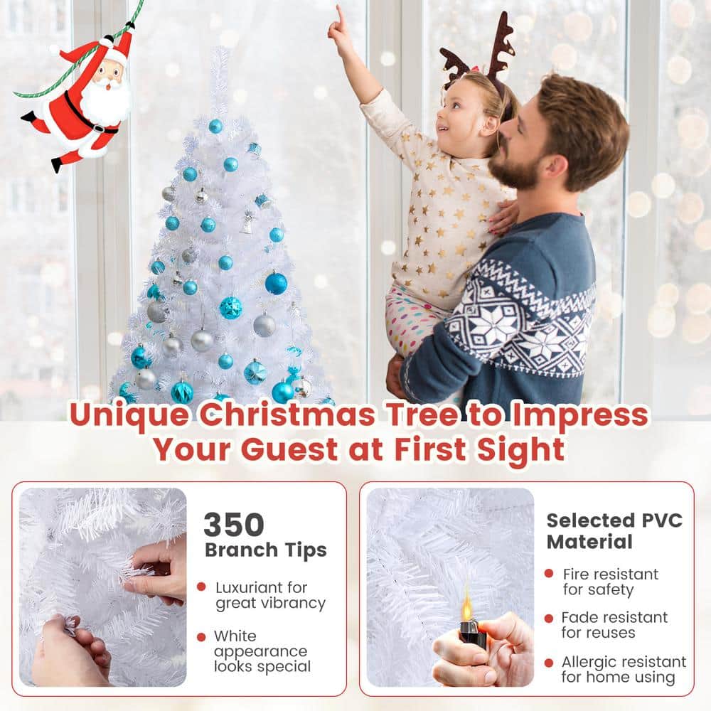 5 ft White PVC Pine Christmas Tree with Metal Stand