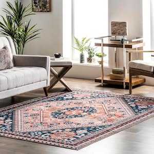 Nevaeh Machine Washable Blue 2 ft. x 3 ft. Persian Area Rug