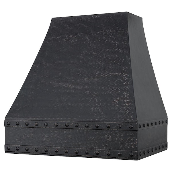36 in. 735 CFM Hammered Copper Ducted Wall Mounted Correa Range Hood in Glazed Black with Slim Baffle Filters
