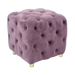1-Shelf Purple Pantry Organizer with Purple Velvet Upholstered Ottoman, Foot Stool for Bedroom