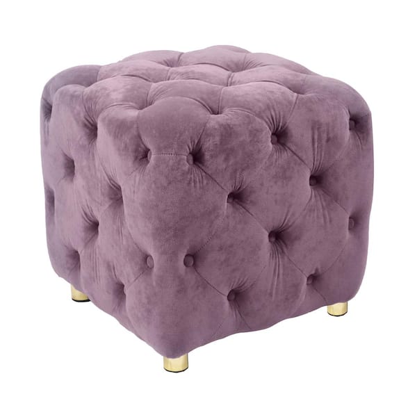 Unbranded 1-Shelf Purple Pantry Organizer with Purple Velvet Upholstered Ottoman, Foot Stool for Bedroom