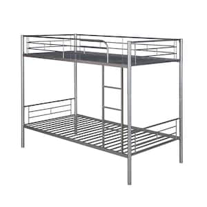 Silver Simple and Durable Twin Over Twin Metal Bunk Bed (78.1 in. L x 41.4 in. W x 65.3 in. H)