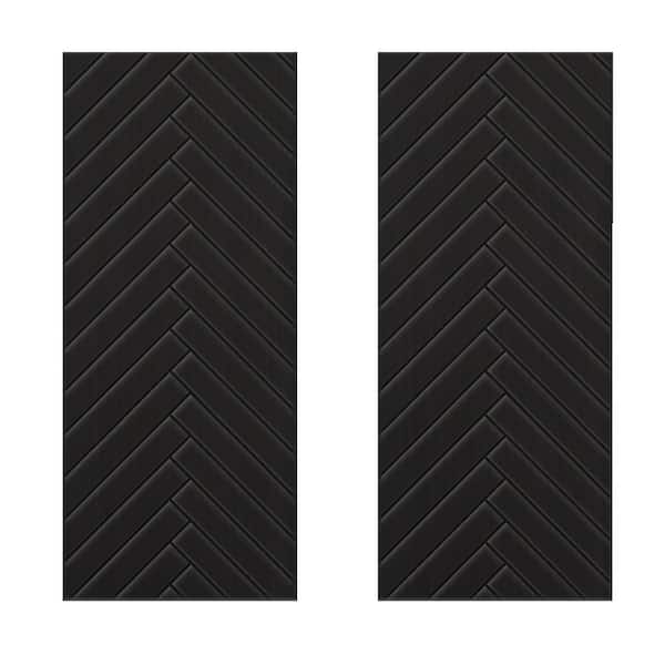 CALHOME 72 in. x 96 in. Hollow Core Black Painted Composite MDF Interior Double Closet Sliding Doors