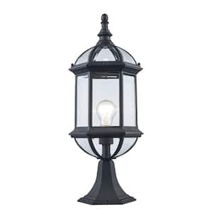 Wentworth 20.75 in. 1-Light Black Outdoor Lamp Post Light Fixture with Clear Glass