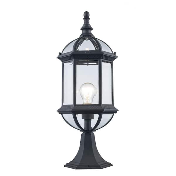 Bel Air Lighting Wentworth 20.75 in. 1-Light Black Outdoor Lamp Post Light Fixture with Clear Glass