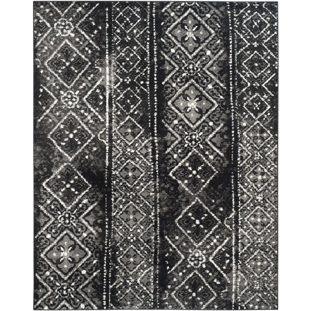 Adirondack Black and Silver Geometric 10' x 14' Area Rug