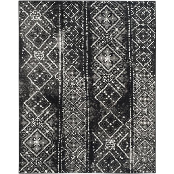 SAFAVIEH ADirondack Black/Silver 10 ft. x 14 ft. Border Striped Area Rug