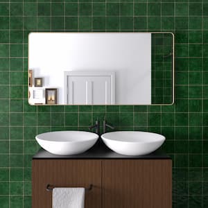 Cosy 72 in. W x 36 in. H Rectangular Framed Wall Bathroom Vanity Mirror in Brass