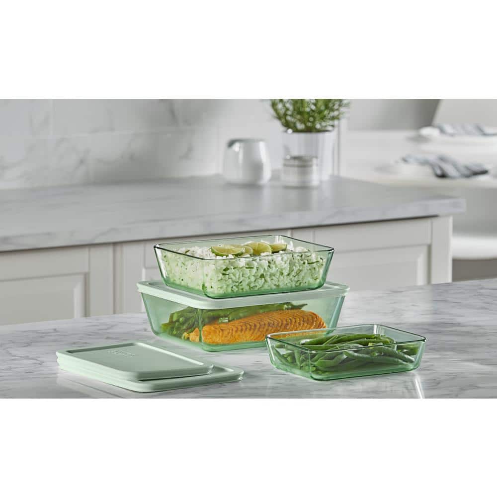 Green Glass Rectangle Meal Prep Storage Set with Lids