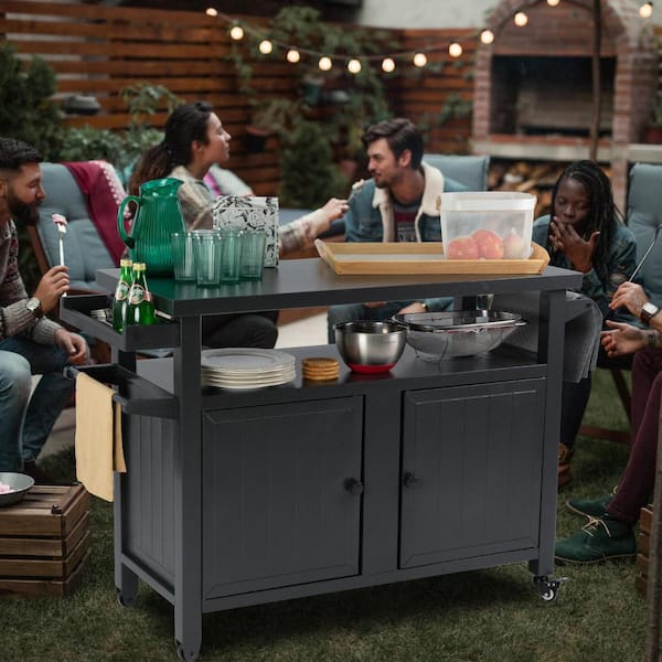 Outdoor Grilling Table With Storage,Stainless Steel Countertop