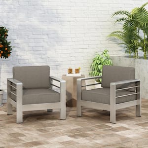 Caius Khaki 2-Piece Aluminum Outdoor Patio Deep Seating Set with Khaki Cushions