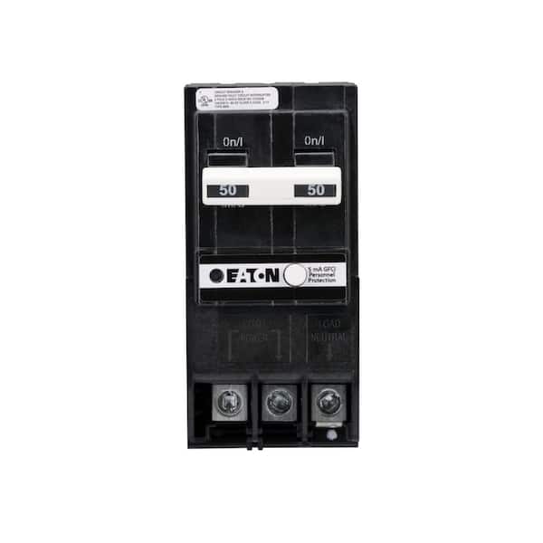 Eaton BR 50 Amp 120-Volt/240-Volt 2 in 2-Pole GFCI Circuit Breaker Pigtail Neutral