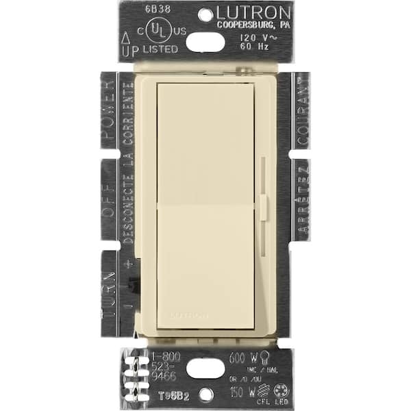 Lutron Diva Dimmer Switch for Electronic Low Voltage, 300-Watt/Single-Pole or 3-Way, Sand (DVSCELV-303P-SD)