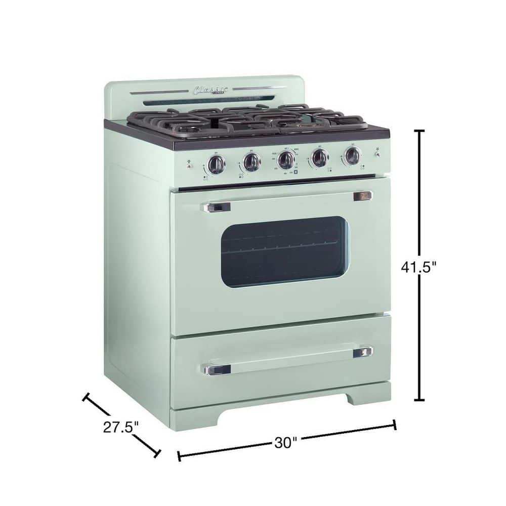 Summer Mint Green 30" Retro Freestanding Gas Range with Convection Oven