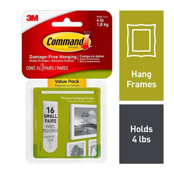 Command Small & Medium Picture Hanging Strips Indoor Use 1 Pack White 