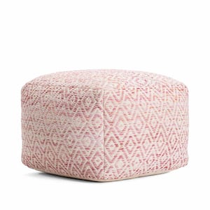 Cherokee Sunset 22 in. x 22 in. x 17 in. Pink and Beige Pouf