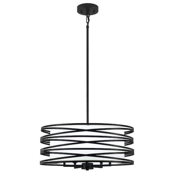 ADSENSTY 5-Light Black Modern Chandelier Drum Light Fixture with Fabric Shaded for Bedroom
