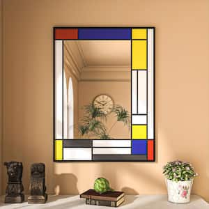 24 in. W x 32 in. H Rectangle Black Aluminum Frame Tempered Glass Wall-mounted Mirror Vintage Color Matching Mirror
