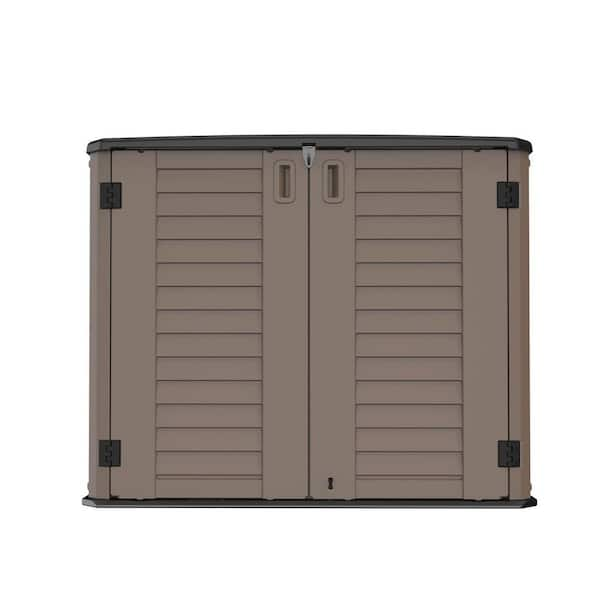 WELLFOR 50 in. W x 29 in. D x 41 in. H HDPE Outdoor Storage Cabinet in Coffee (Shelves Not Included)