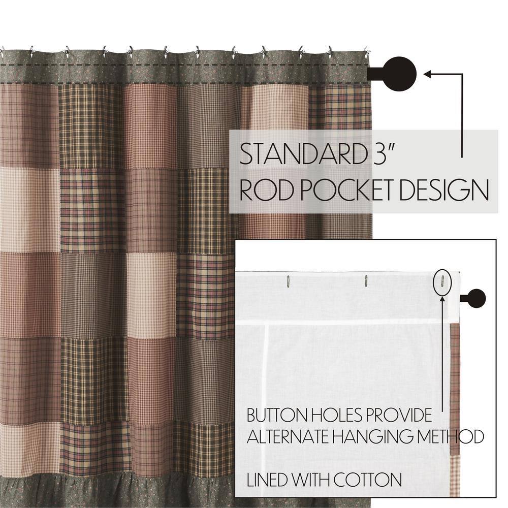 Crosswoods Patchwork Green and Brown Cotton Shower Curtain, 72x72