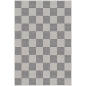 Grey 3 ft. 3 in. x 5 ft. Flat-Weave Apollo Square Modern Geometric Boxes Area Rug