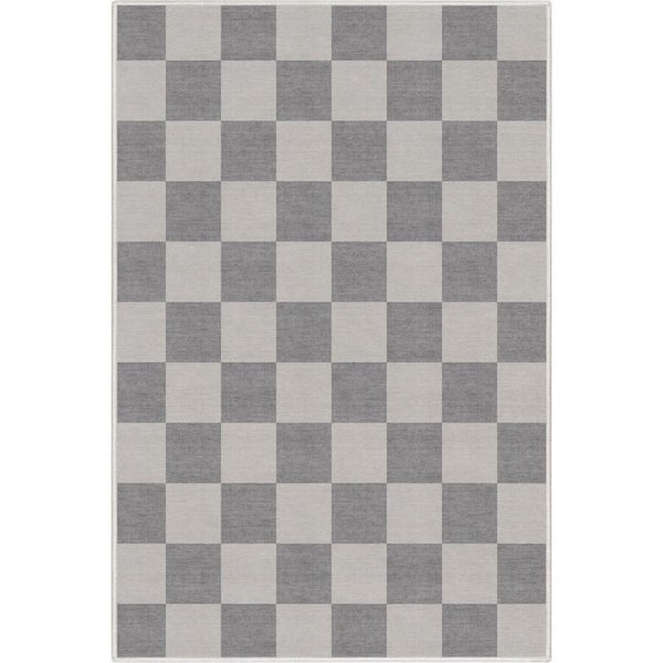 Well Woven Grey 3 ft. 3 in. x 5 ft. Flat-Weave Apollo Square Modern Geometric Boxes Area Rug