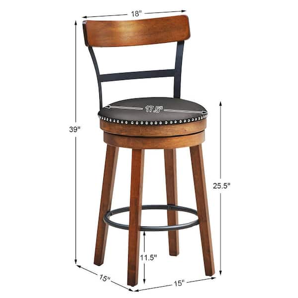 Brown Bar Stool Swivel Counter Height, How Many Inches Is Counter Height Bar Stools With Backs