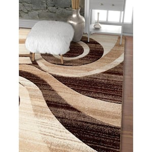 Ruby Whirlwind Brown 5 ft. x 7 ft. Modern Area Rug