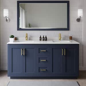 Miranda 66 in. W x 22 in. D x 33.75 in. H Double Bath Vanity in Dark Blue with Carrara Cultured Marble Top