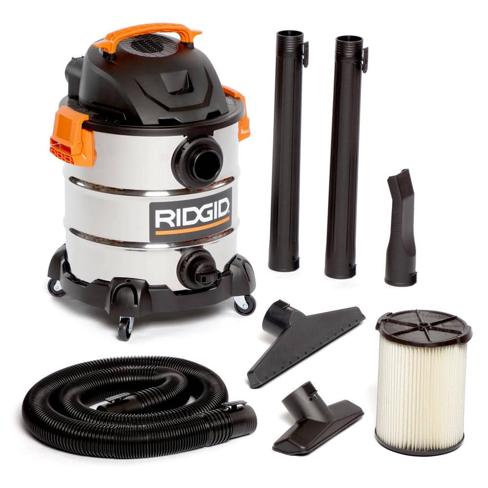 Reviews for RIDGID 10 Gallon 6.0 Peak HP Stainless Steel Wet/Dry Shop Vacuum  with Filter, Locking Hose and Accessories