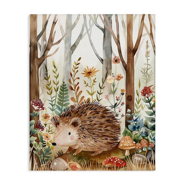Stupell Industries Soft Woodland Hedgehog by LSR Design Studio Unframed Nature Graphic Art Print 48 in. x 36 in.