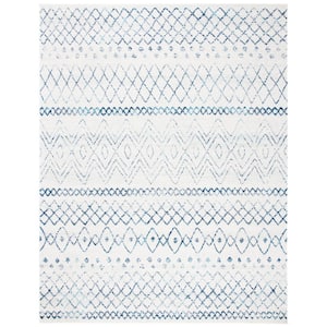 Madison Ivory/Navy 12 ft. x 15 ft. Geometric Floral Area Rug