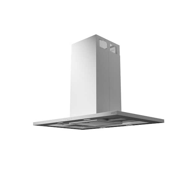 Modena 42 in. Convertible Island Mount Range Hood with LED Lighting in Stainless Steel