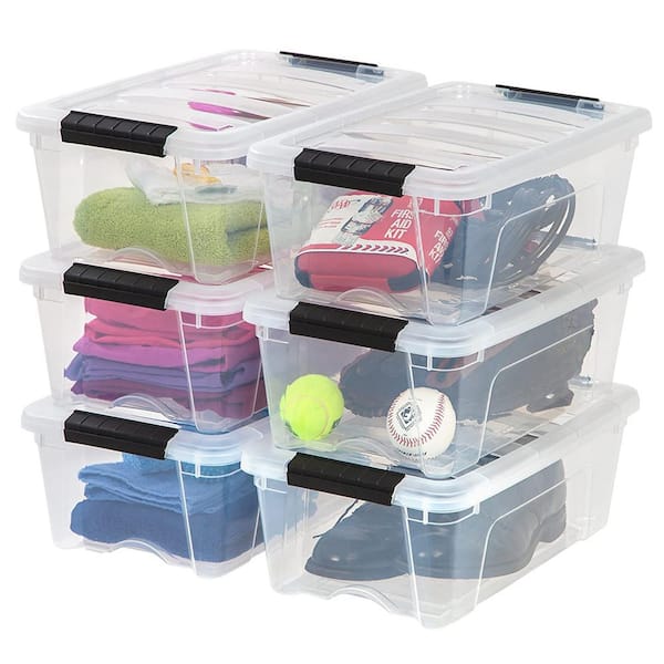 IRIS USA 53 Qt. Plastic Storage Container Bin with Secure Lid and Latching  Buckles, 6 pack - Clear, Durable Stackable Nestable Organizing Tote Tub Box  Toy General Organization Garage Large