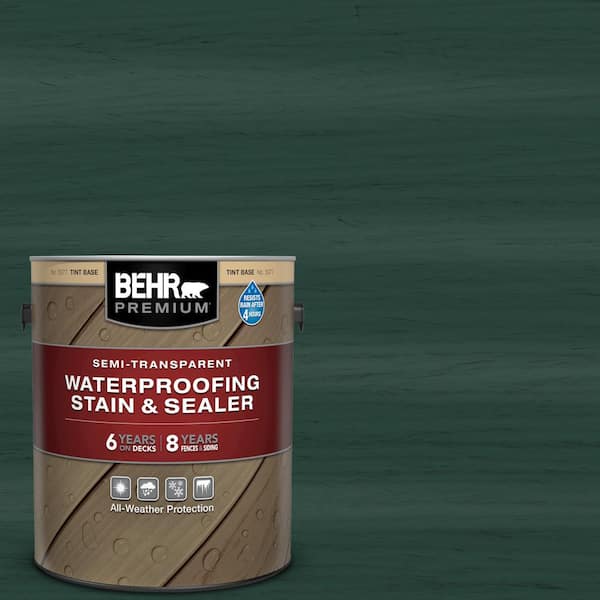 BEHR PREMIUM 1 gal. #ST-114 Mountain Spruce Semi-Transparent Waterproofing Exterior Wood Stain and Sealer