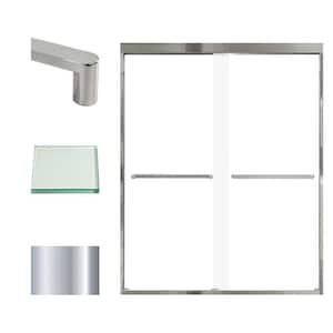 Frederick 59 in. W x 76 in. H Sliding Semi-Frameless Shower Door in Polished Chrome with Clear Glass