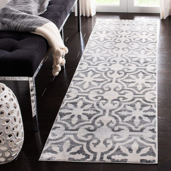 Isabella 2 ft. x 8 ft. Gray/Ivory Distressed Medallion Runner Rug