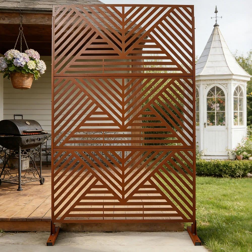 76 in. x 48 in. Freestanding Decorative Privacy Screen Rust Red Metal for Deck Balcony Patio price history on PriceWatchPro
