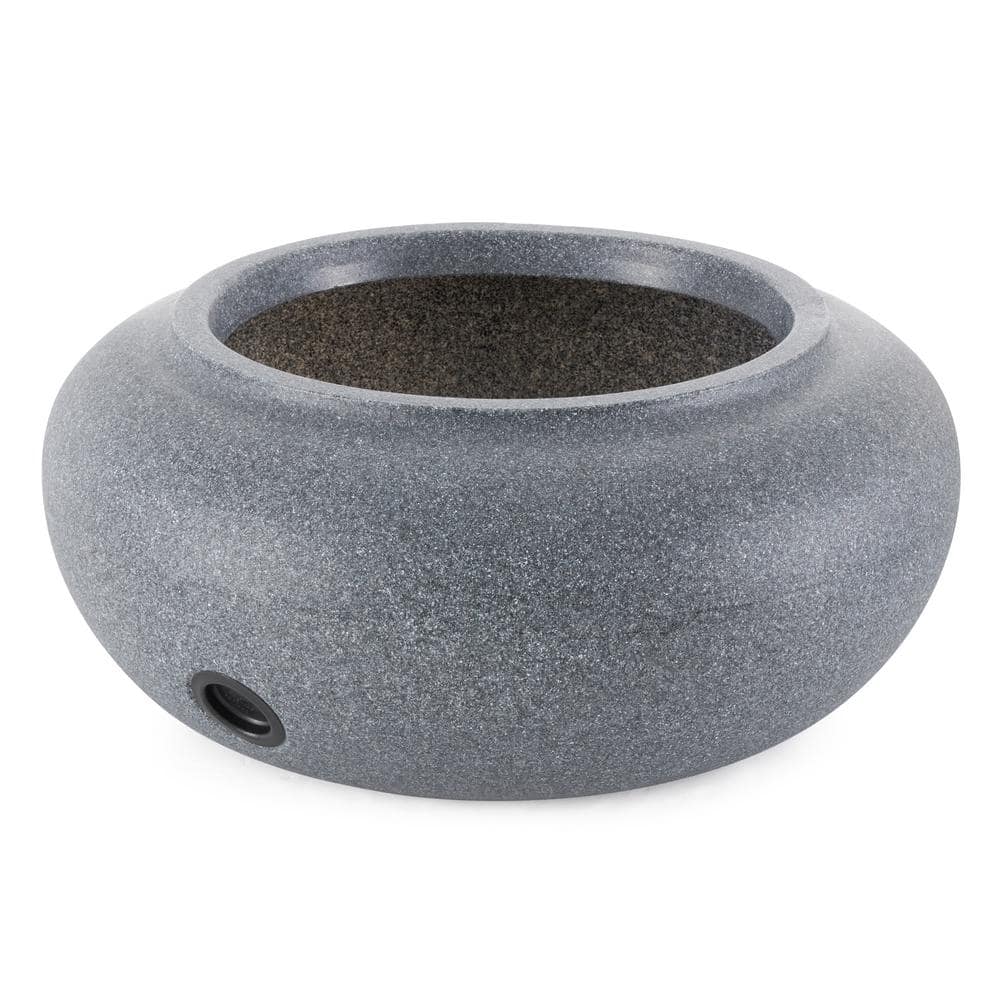 HC Companies 21 in. Decorative Plastic Outdoor Garden Hose Storage Pot, Gra