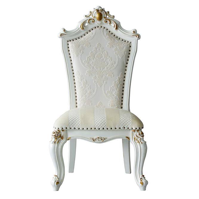 Elegant Beige Faux Leather Upholstered Side Chair with Queen Anne Legs