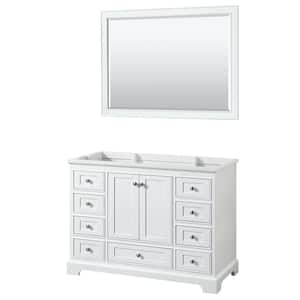 Deborah 47.25 in. W x 21.5 in. D Vanity Cabinet with 46 in. Mirror in White