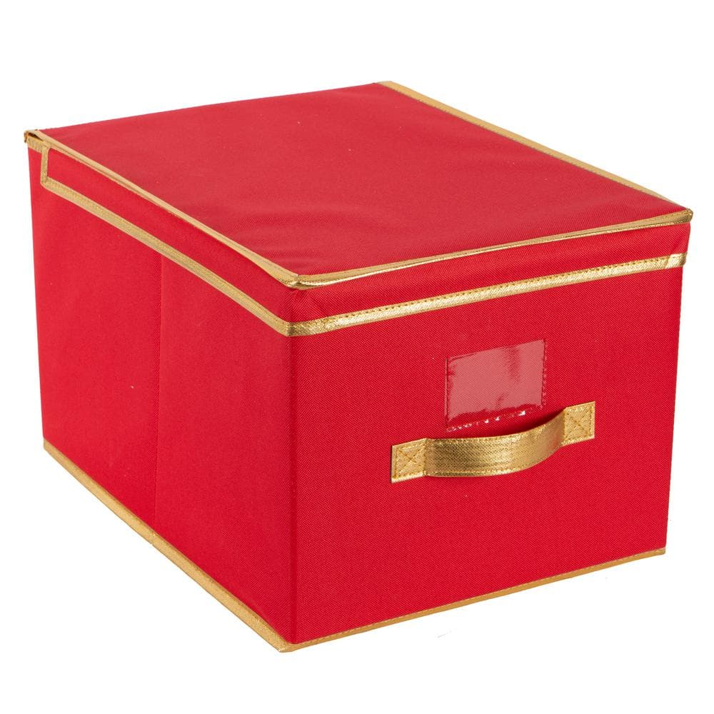SIMPLIFY Holiday Polyester Christmas Jumbo Storage Box in Red 9071RED
