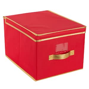 Sterilite 48 qt Clear/Red Ornament Storage Box w/Hinged Lid 13.13 in. H X  22.38 in. W X 15.88 in. D