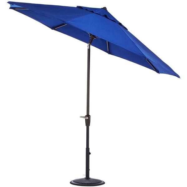 Unbranded 6 ft. Auto-Tilt Patio Umbrella in Blue Sunbrella with Black Frame