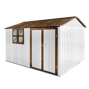 10 ft. W x 8 ft. D White Coffee Metal Shed with Window (80 sq. ft.)